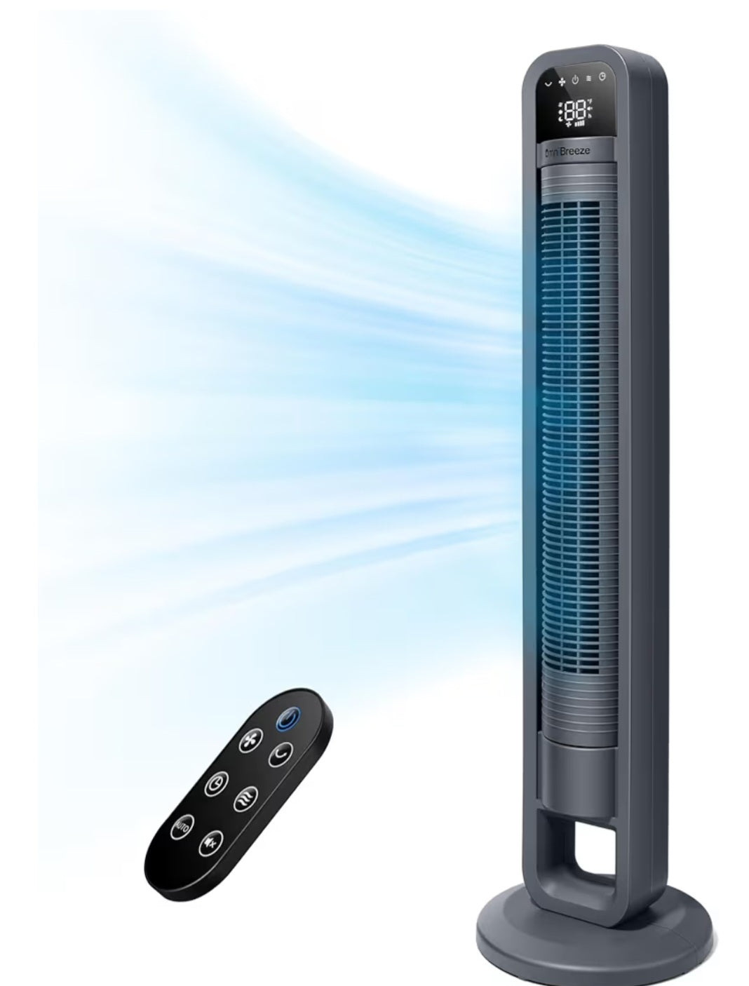 OmniBreeze Digital Electric Tower Fan Inner Oscillation with Remote Control LED Display Standing Bladeless Floor Fans Cooling and Quite Indoor Living Room Bedroom use (40Inch)