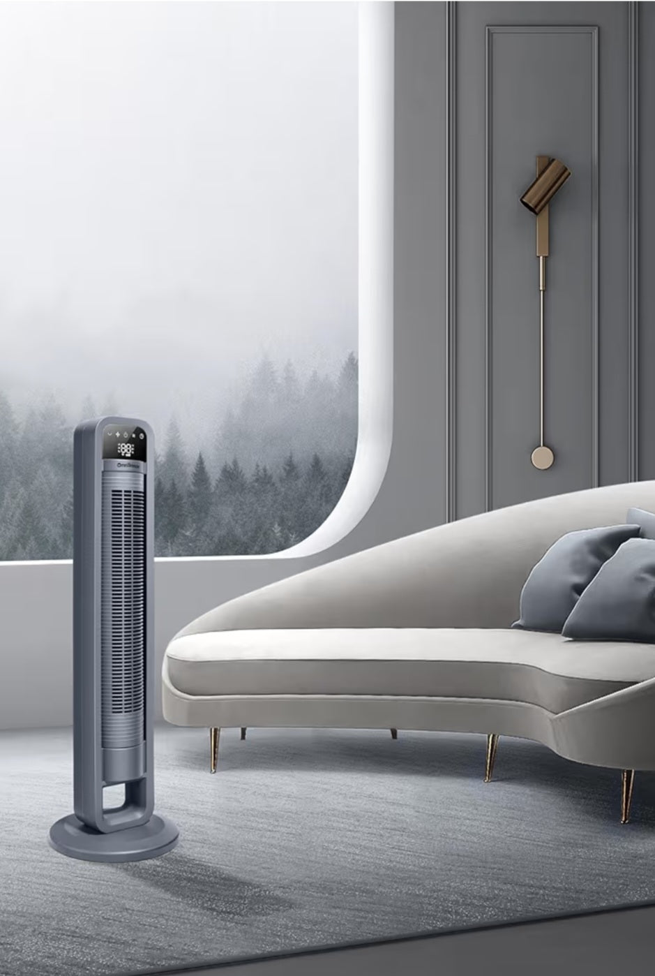 OmniBreeze Digital Electric Tower Fan Inner Oscillation with Remote Control LED Display Standing Bladeless Floor Fans Cooling and Quite Indoor Living Room Bedroom use (40Inch)