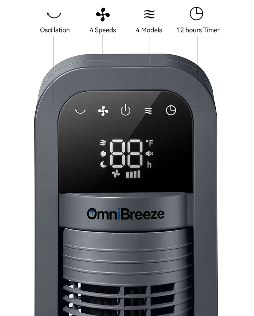 OmniBreeze Digital Electric Tower Fan Inner Oscillation with Remote Control LED Display Standing Bladeless Floor Fans Cooling and Quite Indoor Living Room Bedroom use (40Inch)