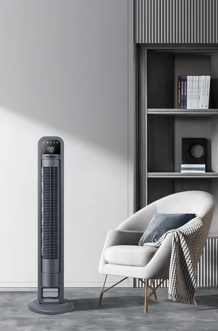 OmniBreeze Digital Electric Tower Fan Inner Oscillation with Remote Control LED Display Standing Bladeless Floor Fans Cooling and Quite Indoor Living Room Bedroom use (40Inch)