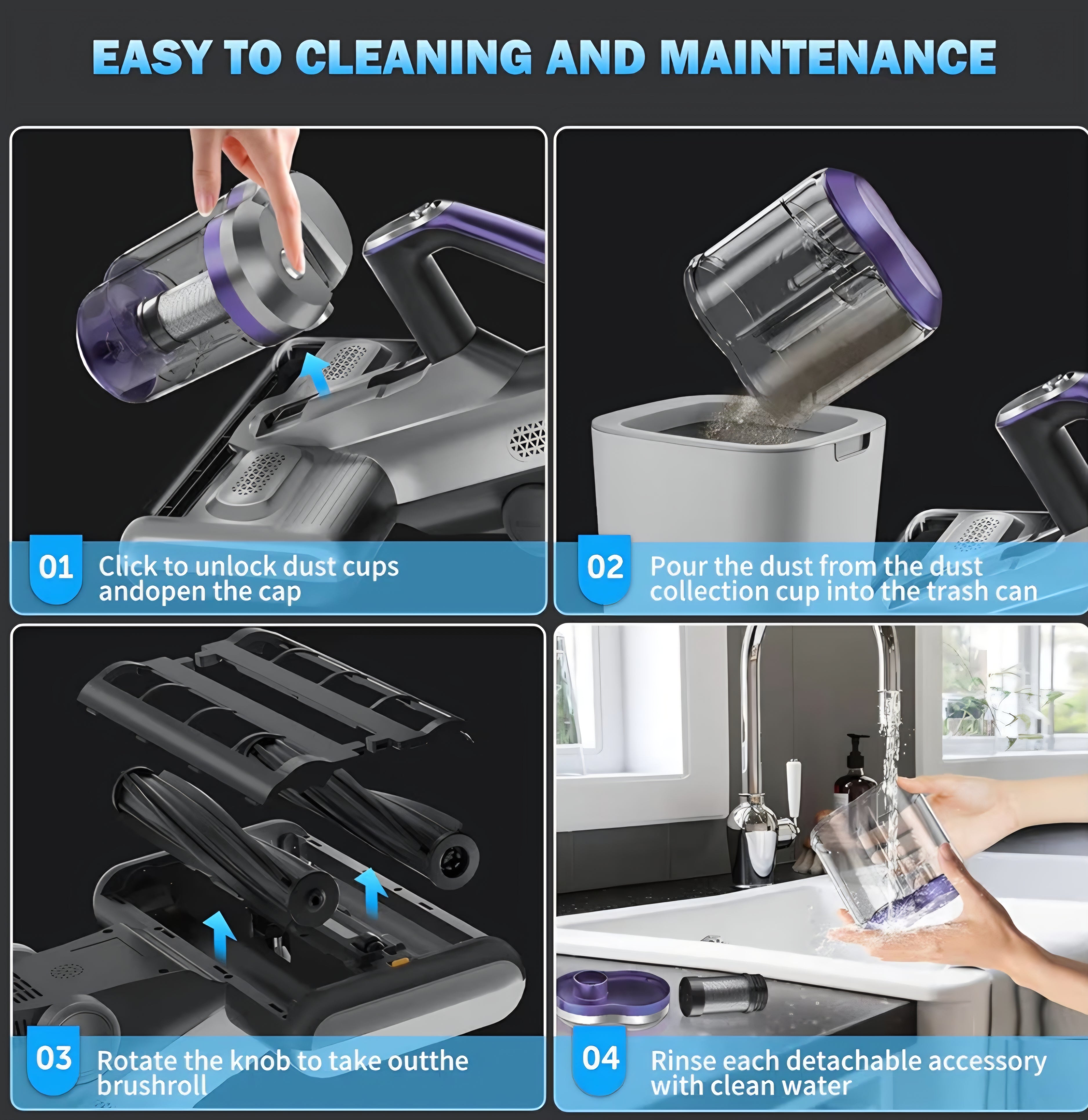 Colesy Mattress Vacuum 16Kpa Suction Mattress Vacuum Cleaner with UV & Ultrasonic High Heating Handheld Bed Vacuum 500W Powerful Bed Vacuum Cleaner with Double Cup for Dust & Pet Hair