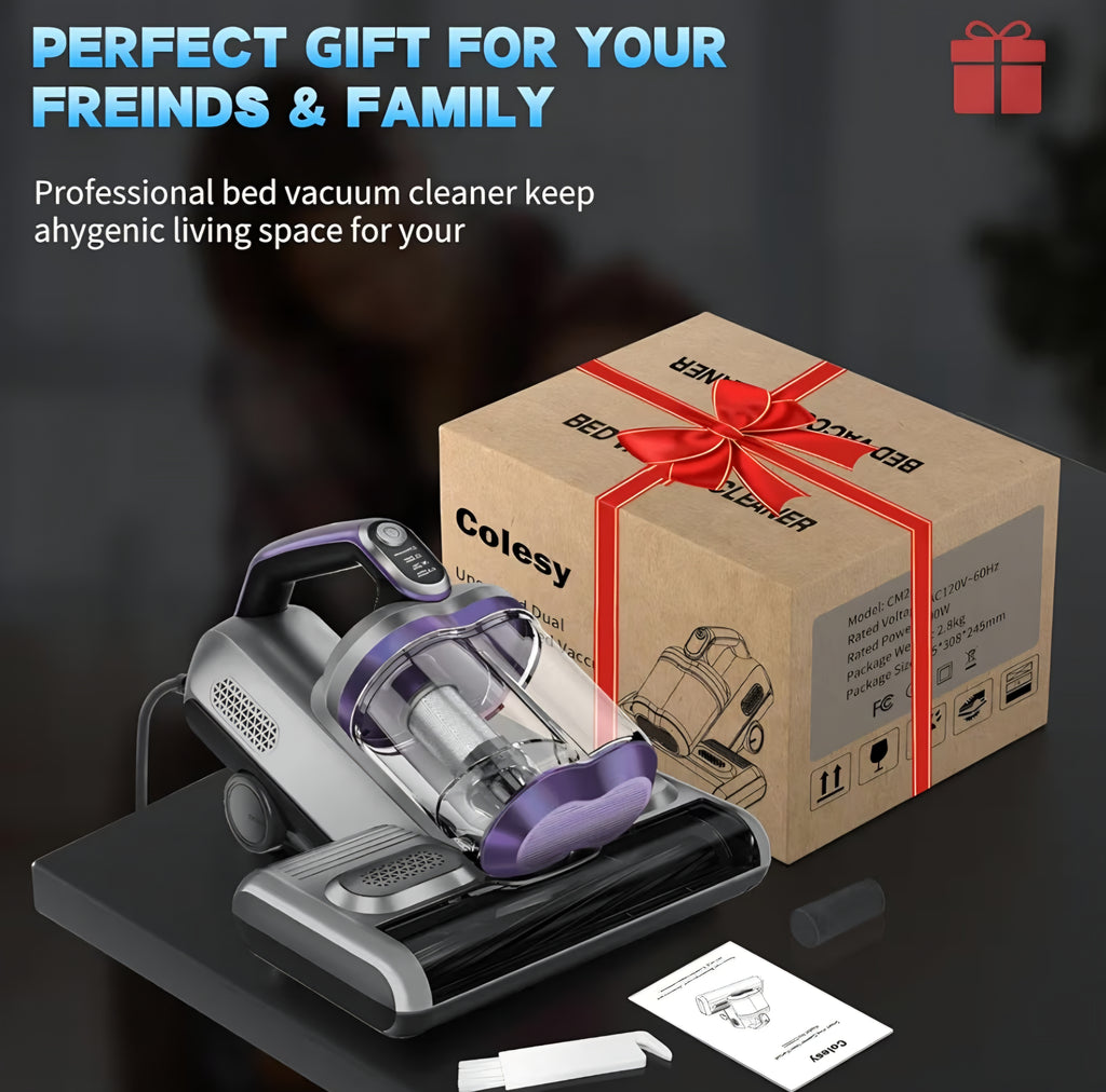 Colesy Mattress Vacuum 16Kpa Suction Mattress Vacuum Cleaner with UV & Ultrasonic High Heating Handheld Bed Vacuum 500W Powerful Bed Vacuum Cleaner with Double Cup for Dust & Pet Hair